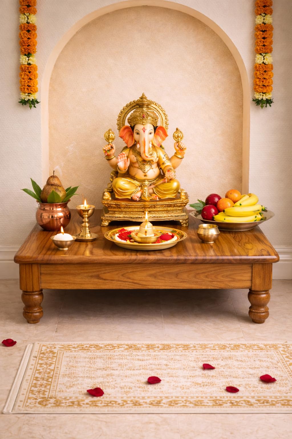 Teak Wood Pooja Chowki - Ganesh Chaturthi & Diwali -6