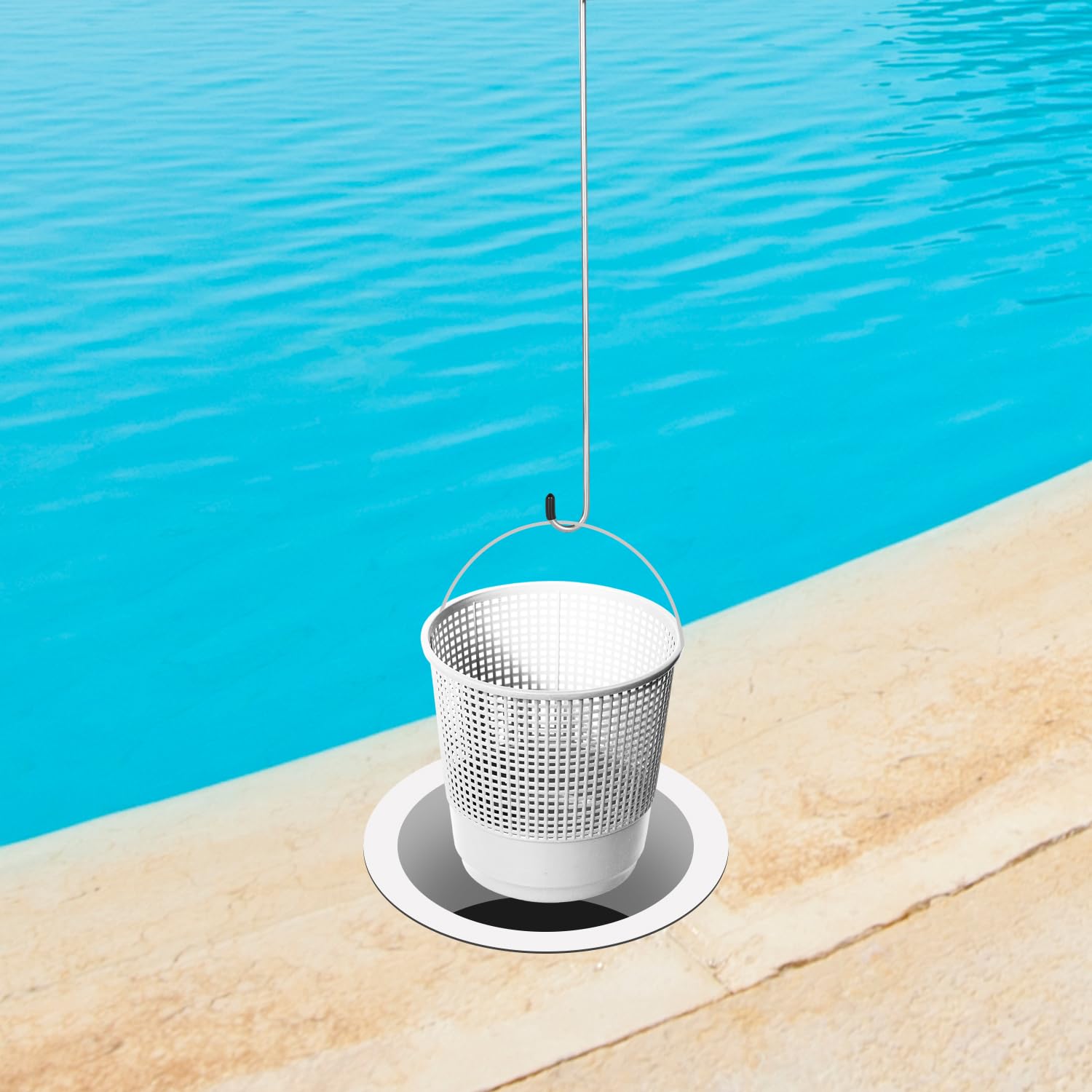 Ganchos Para Cesta Del Skimmer De Piscina - 2 Unidades De 36.5 Cm, Acero Inoxidable, Para Extraer Hojas Y Suciedad Sin Meter Las Manos