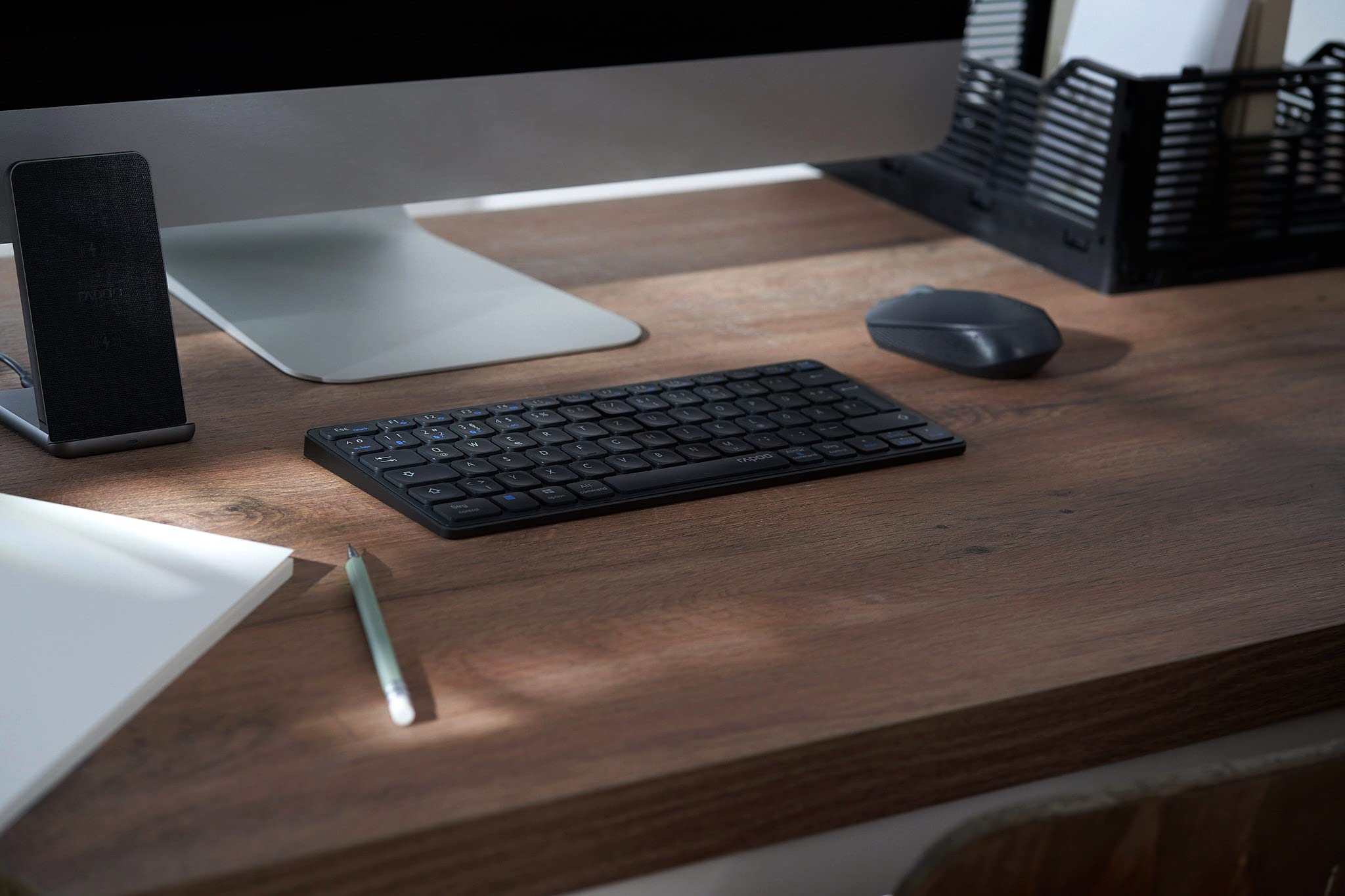 Rapoo Kabelloses Multimodus Desktop Set 9600M, DE-Layout, Grau kabellose Multi