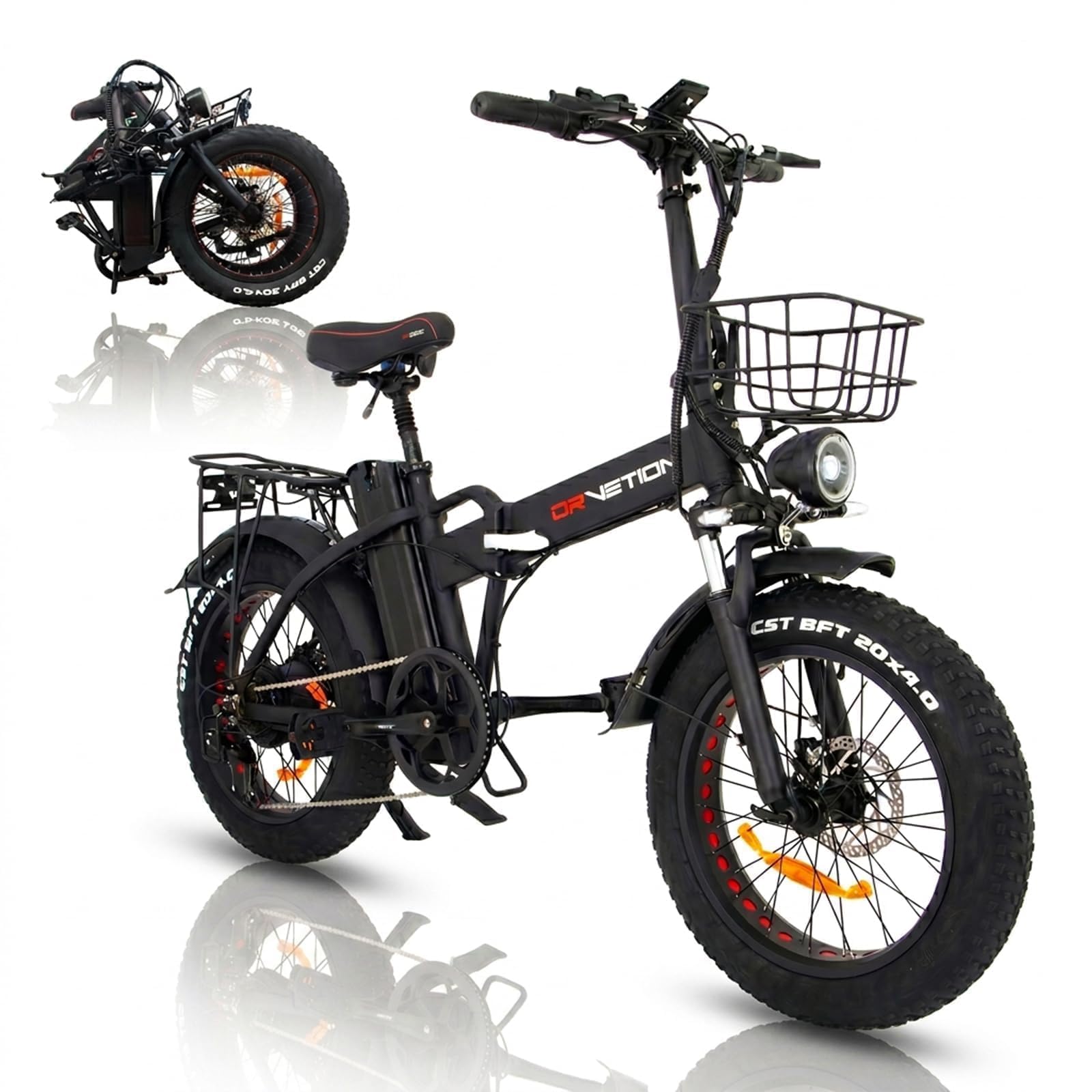 E Bike für Damen & Herren, Elektrofahrrad mit Samsung Akku, Cts Reifen, Kompatibel, Shimano 7-Gang, Alu-Rahmen, Cts Reifen 20x4“, Kompatibel, Klapprad