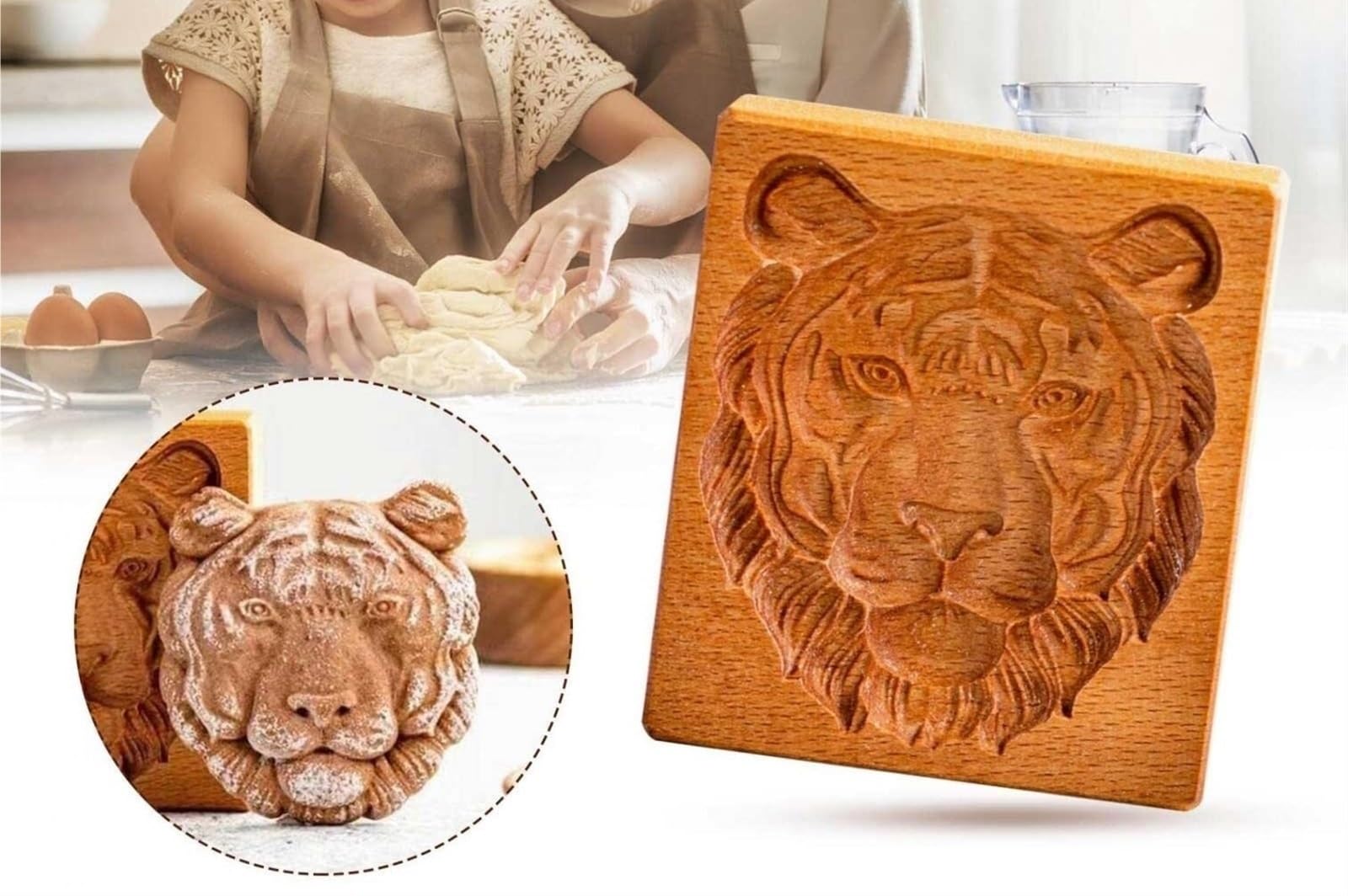 Moules à biscuits en bois, à biscuits, emporte-pièce de type presse avec motif poule, oiseau, lapin, poisson 3D, moules à biscuits en bois avec de bons vœux for la pâtisserie, en bois ，Moule