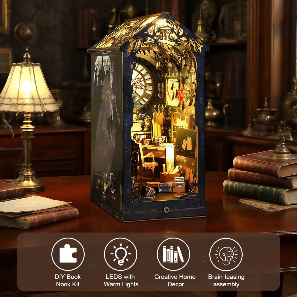 DIY Book Nook, model ADDLIVE Book Nook, miniaturowa biblioteka budowlana ze światłem LED, miniaturowe puzzle 3D, dla dorosłych i nastolatków od 14 lat