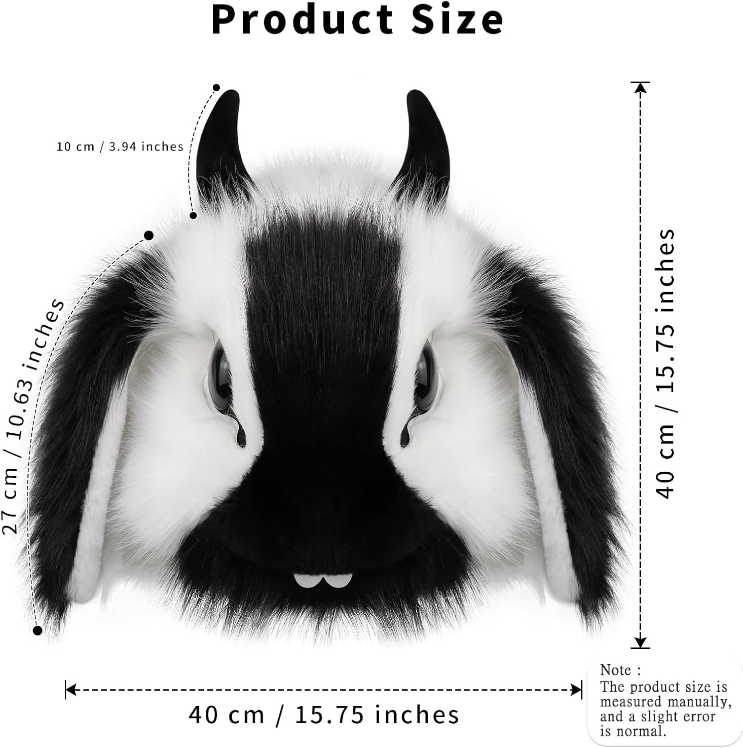 COSYEARS Furry Fursuit Bunny Head Mask Handmade Animal Anime Cosplay Costume Accessory for Easter Halloween