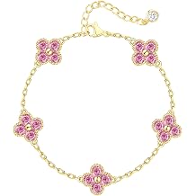 Honsny Birthstone Clover Bracelets for Women Non Tarnish Gold Bracelet