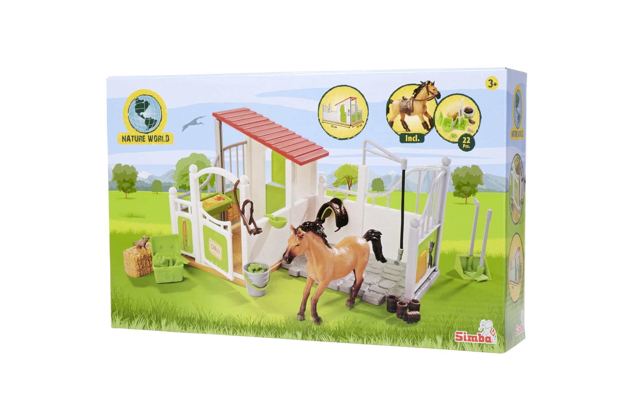 Simba, 104342646, At Ahırı Oyun Çiftliği, At ve Kedi Figürü, Açılabilir Parçalar, Aksesuarlı, Rol Yapma Oyun Seti