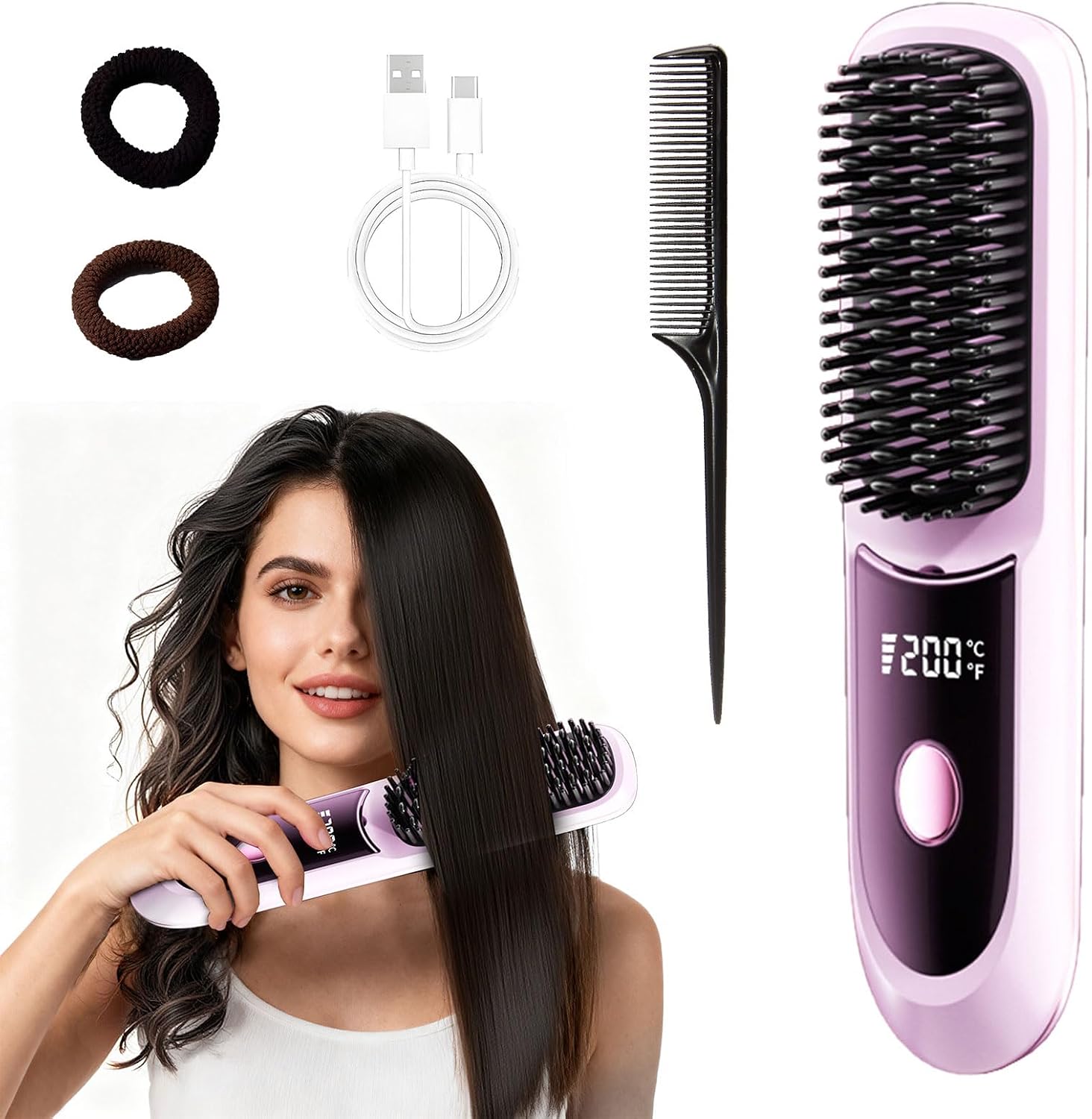 Cordless Versatile Straightener Brush (Black)