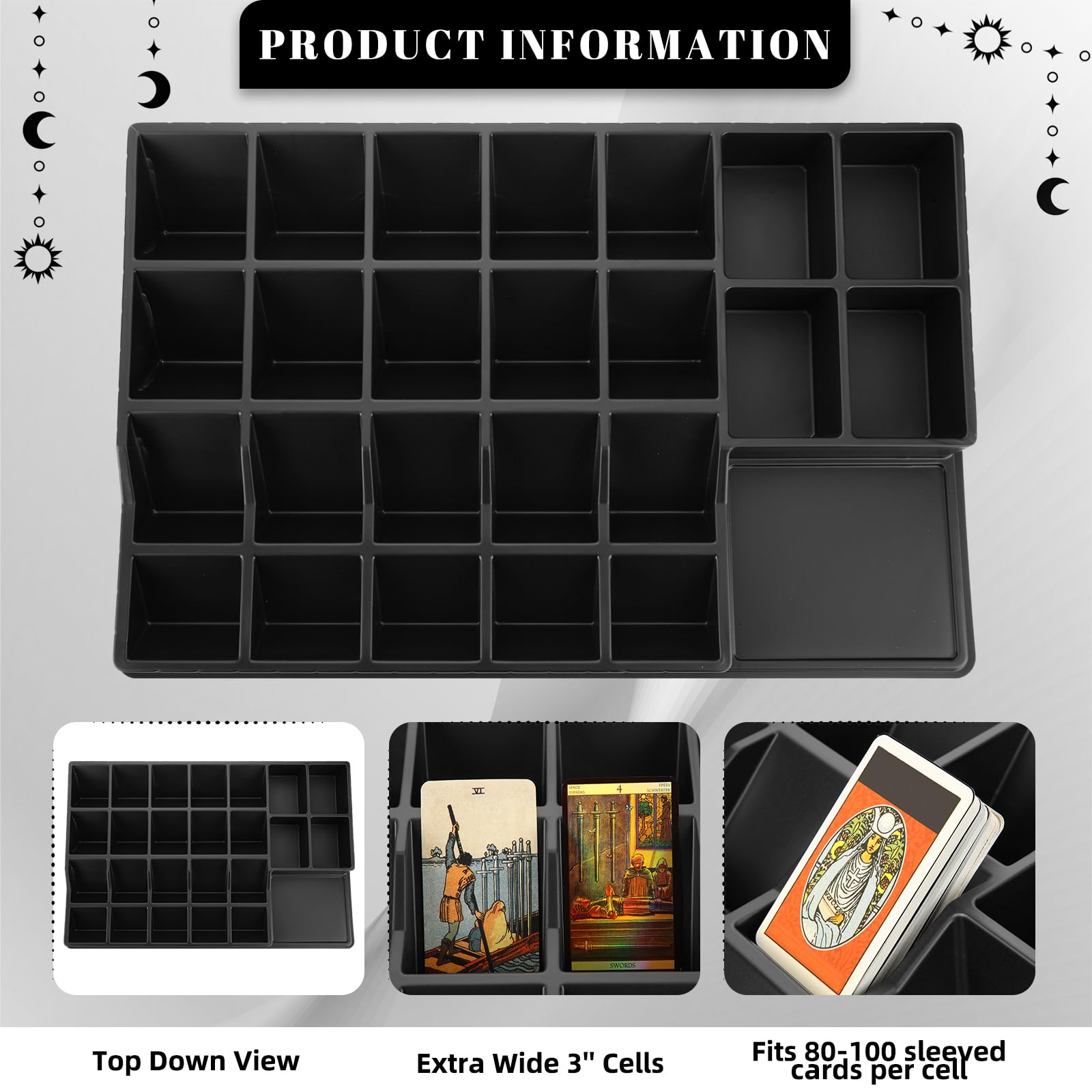 Geetery Confezione da 4 vassoi per ordinare carte da gioco, organizer per carte da gioco (58 x 38 cm, 24 slot)