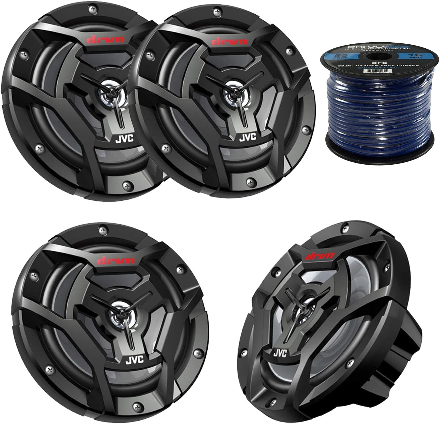 Marine Speaker JVC CS-DR6200M 100-Watt 6.5" 2-Way Marine Boat Yacht Outdoor Waterproof Black Coaxial Speakers