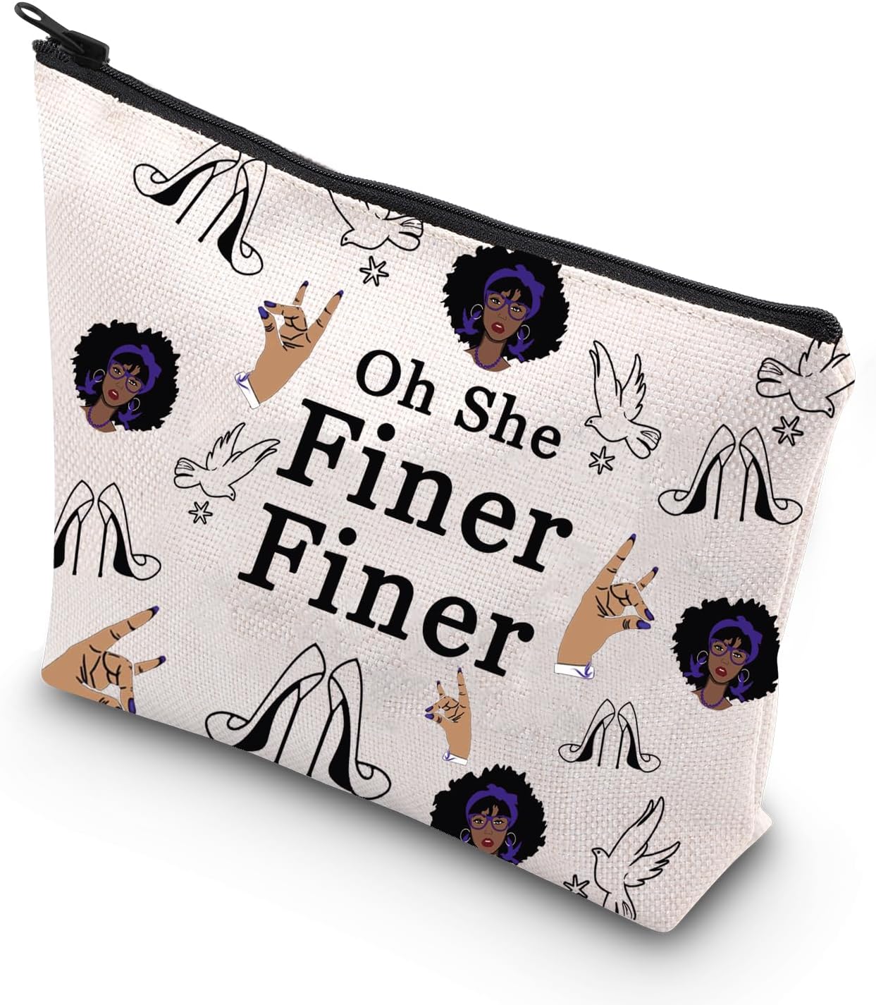 TSOTMO Zeta Social Worker Gift Oh She Finer Finer Makeup Zipper Pouch Bag For Women Sister Greek Sorority Cosmetic Bag