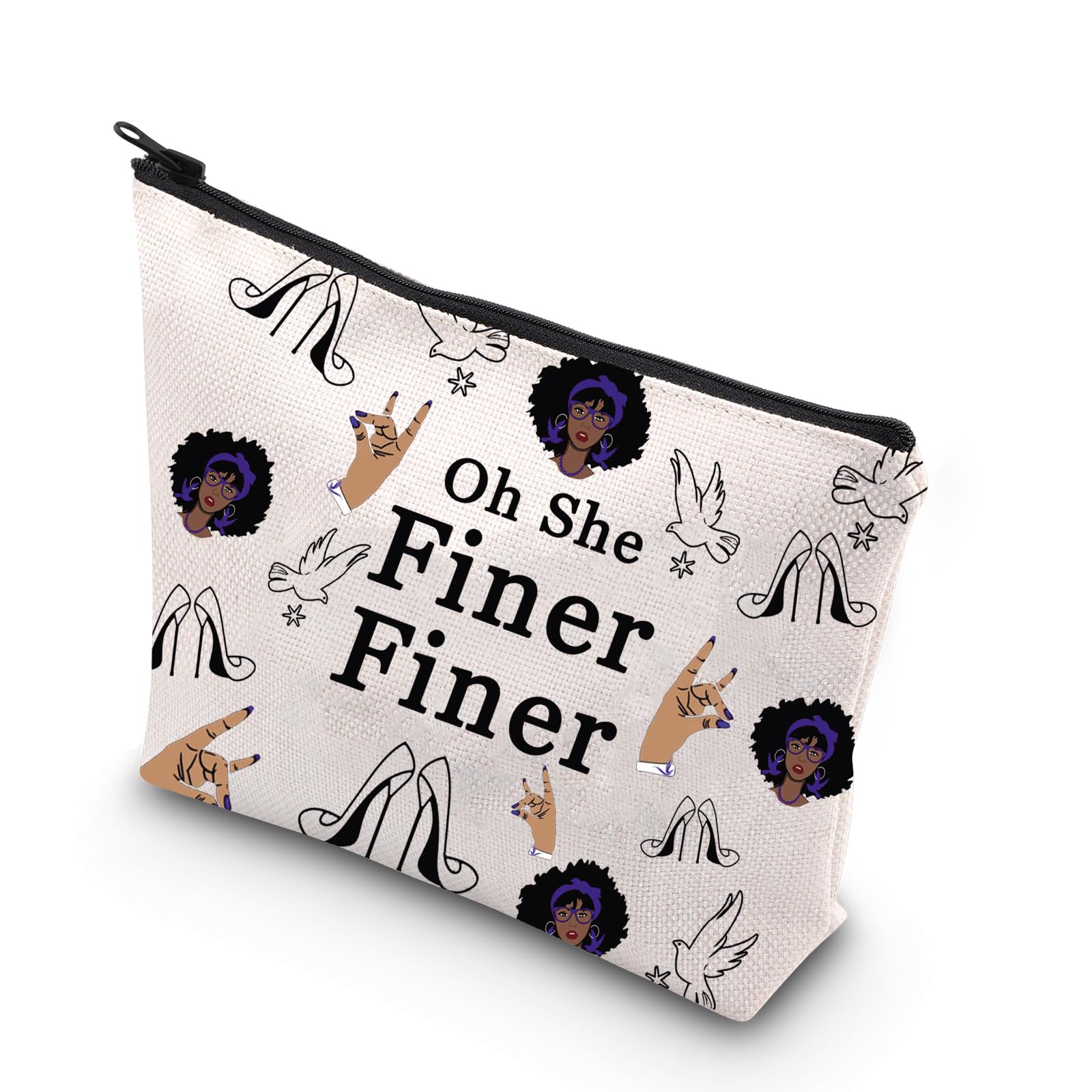 TSOTMO Zeta Social Worker Gift Oh She Finer Finer Makeup Zipper Pouch Bag For Women Sister Greek Sorority Cosmetic Bag