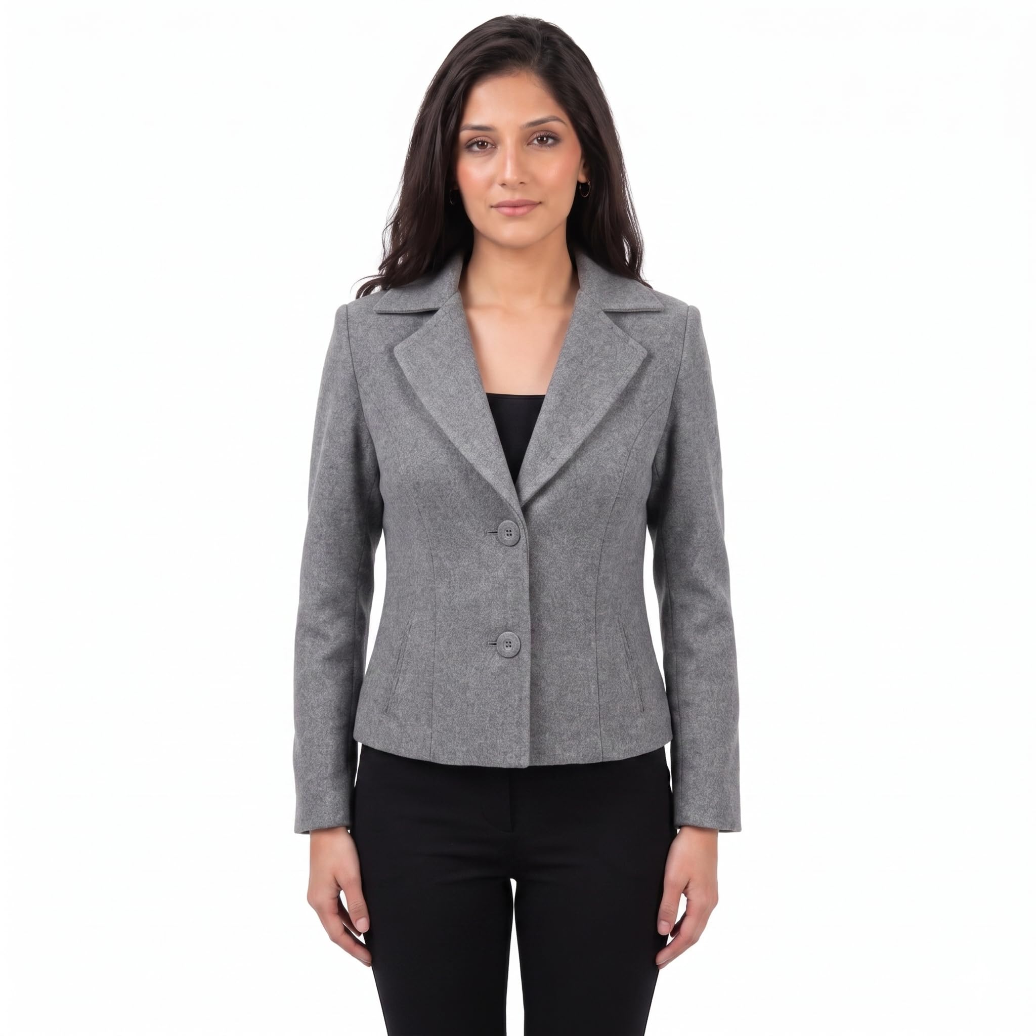 Women's Short Blazer (in, Alpha, L, Regular, Grey Melange)-image-5