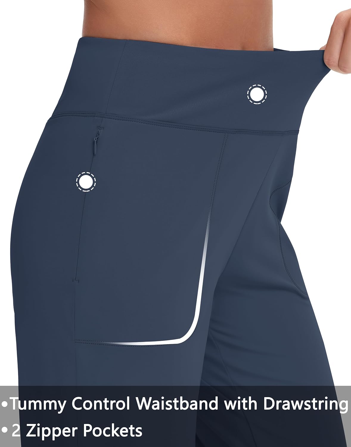 Capri Pants for Women - Cropped Wide Leg Yoga Pant with Zipper Pockets Tummy Control Loose Casual Summer - Image 3