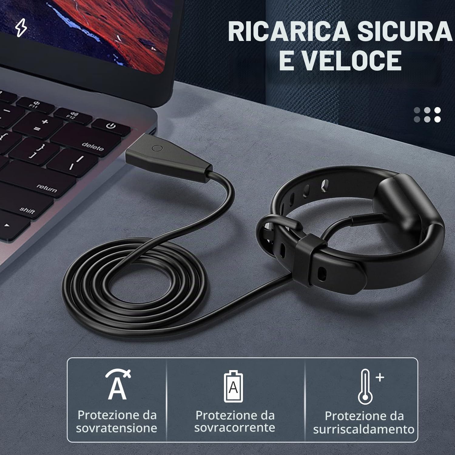 Caricatore Magnetico TiMOVO Per Fitbit Luxe / Charge 6/5 – Cavo USB 1 M, Ricarica Rapida, Protezioni Integrate - 4