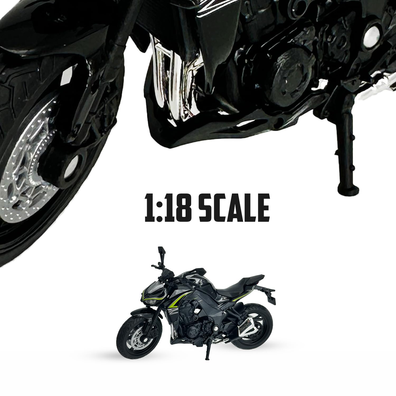 Welly – Moto Kawasaki Z1000R 2017 échelle 1:18, Modèle Miniature En Métal Moulé Sous Pression, Collectionneur (pneus Caoutchouc, Béquille Fonctionnelle)