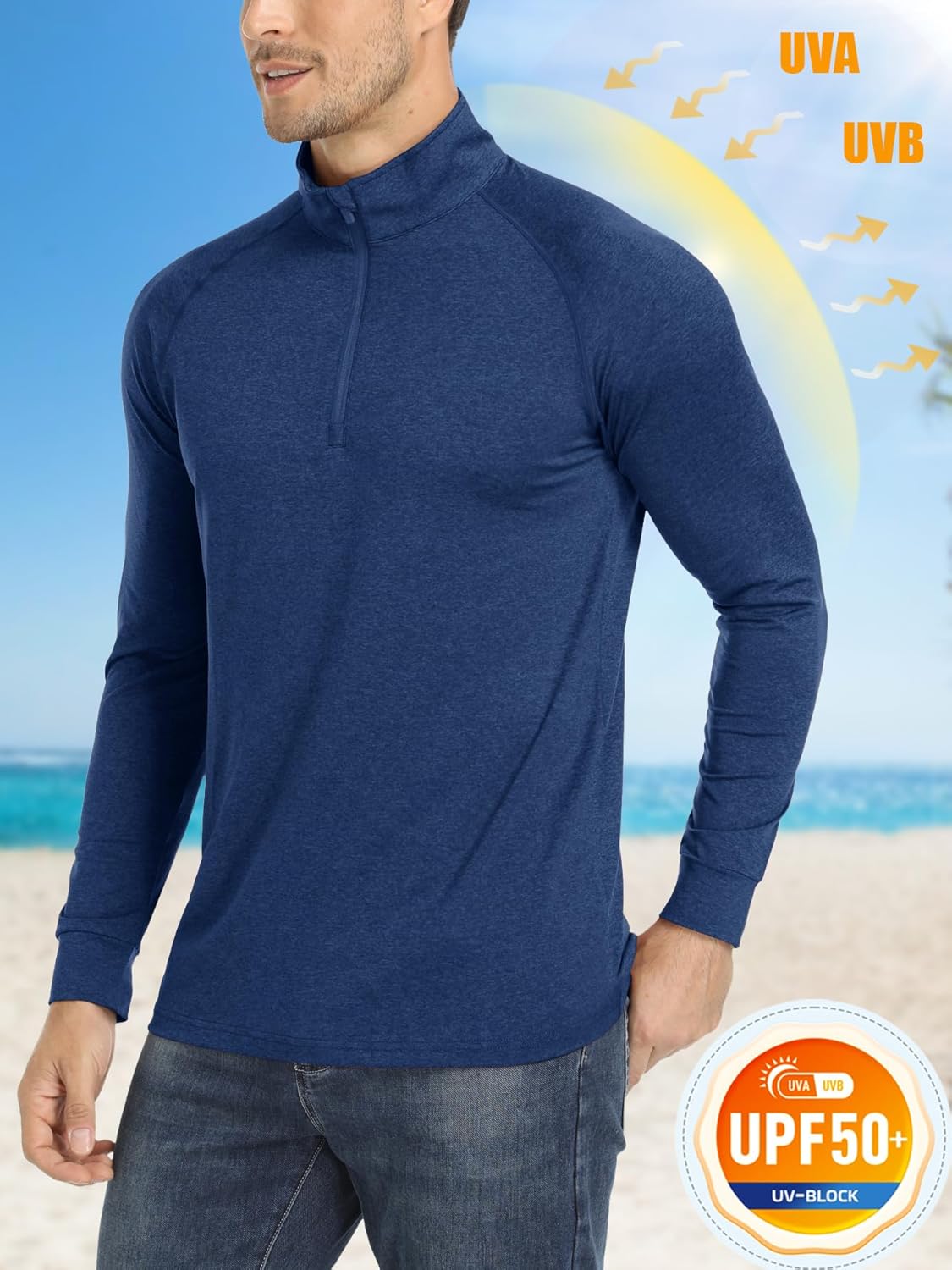 MAGCOMSEN Men's 1/4 Zip Pullover UPF 50+ Long Sleeve Sun Protection Sports Shirts Lightweight Athletic Workout Shirt - Image 2