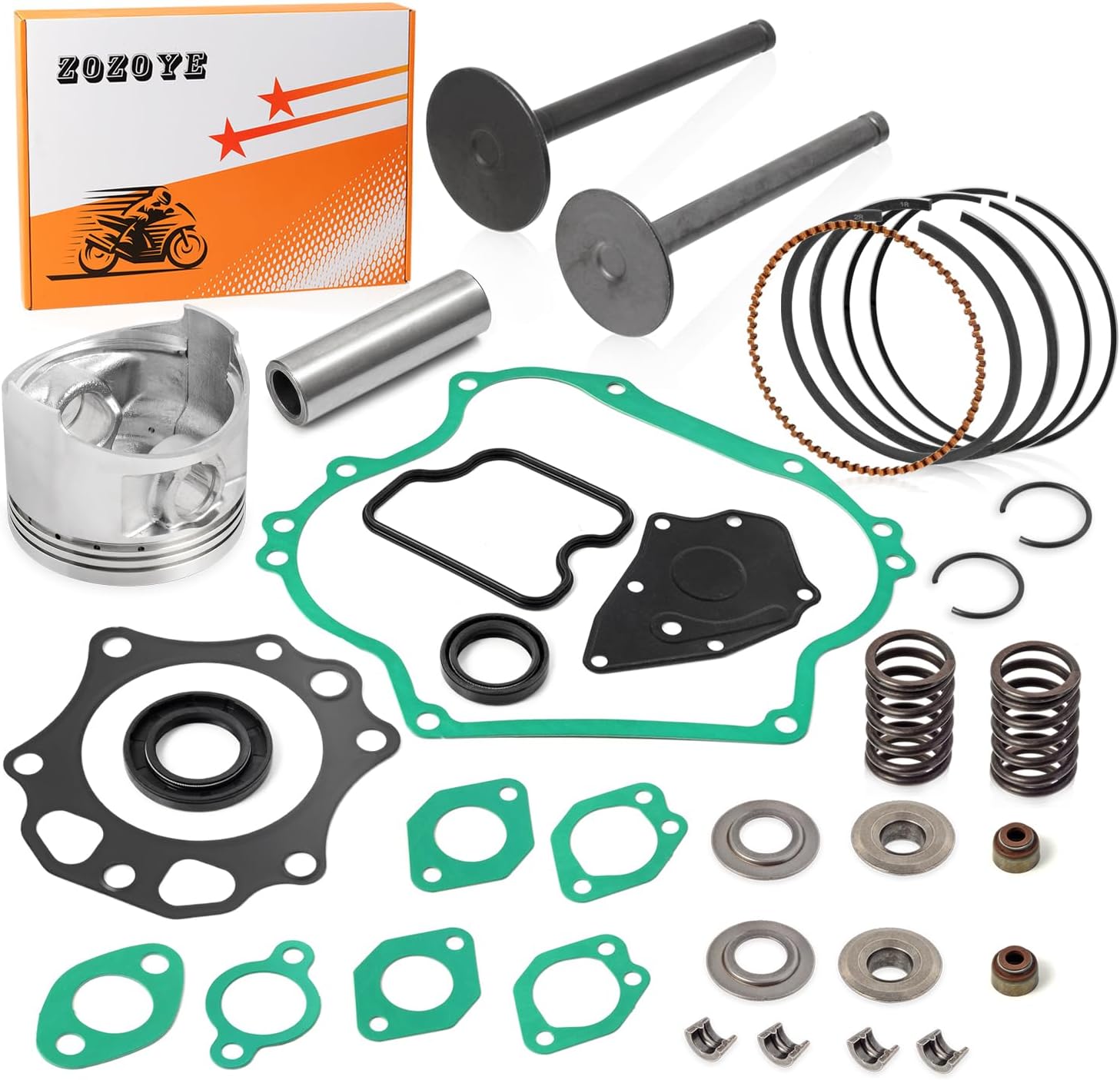 Top End Rebuild Kit STD Piston and Ring Intake Exhaust Valve & Spring Gasket Seal For Club Car DS Precedent Golf Cart FE290 Engine 1992-up