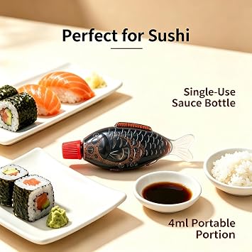10 Pack 4ml Mini Fish-Shaped Soy Sauce Bottles, Portable Bento Seasoning Dispensers, Reusable Sauce Containers for Sushi, Sashimi and Salads