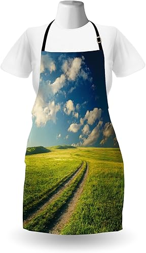 Miniatura 2 de Ambesonne - Delantal con diseño de nubes de césped y sérene para el sol en el campo, unisex, con cuello ajustable, para cocinar, hornear,