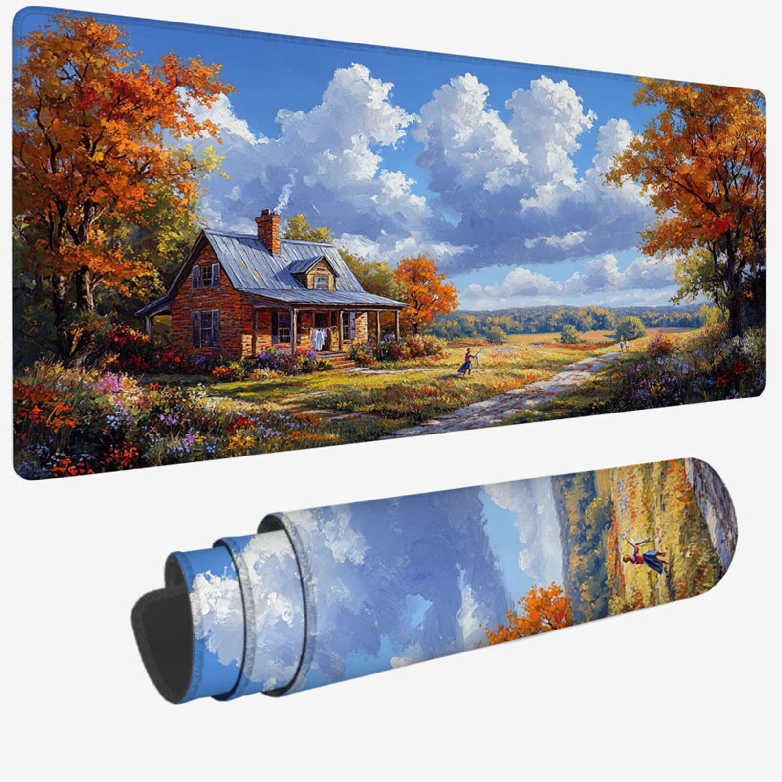 Podkładka pod mysz XXL 1200 x 600 x 3 mm, niebieska duża podkładka pod mysz z wodoodporną i antypoślizgową gumową twardą pod ręką zszyte krawędzie, poprawia precyzję i szybkość dla gracza W-996