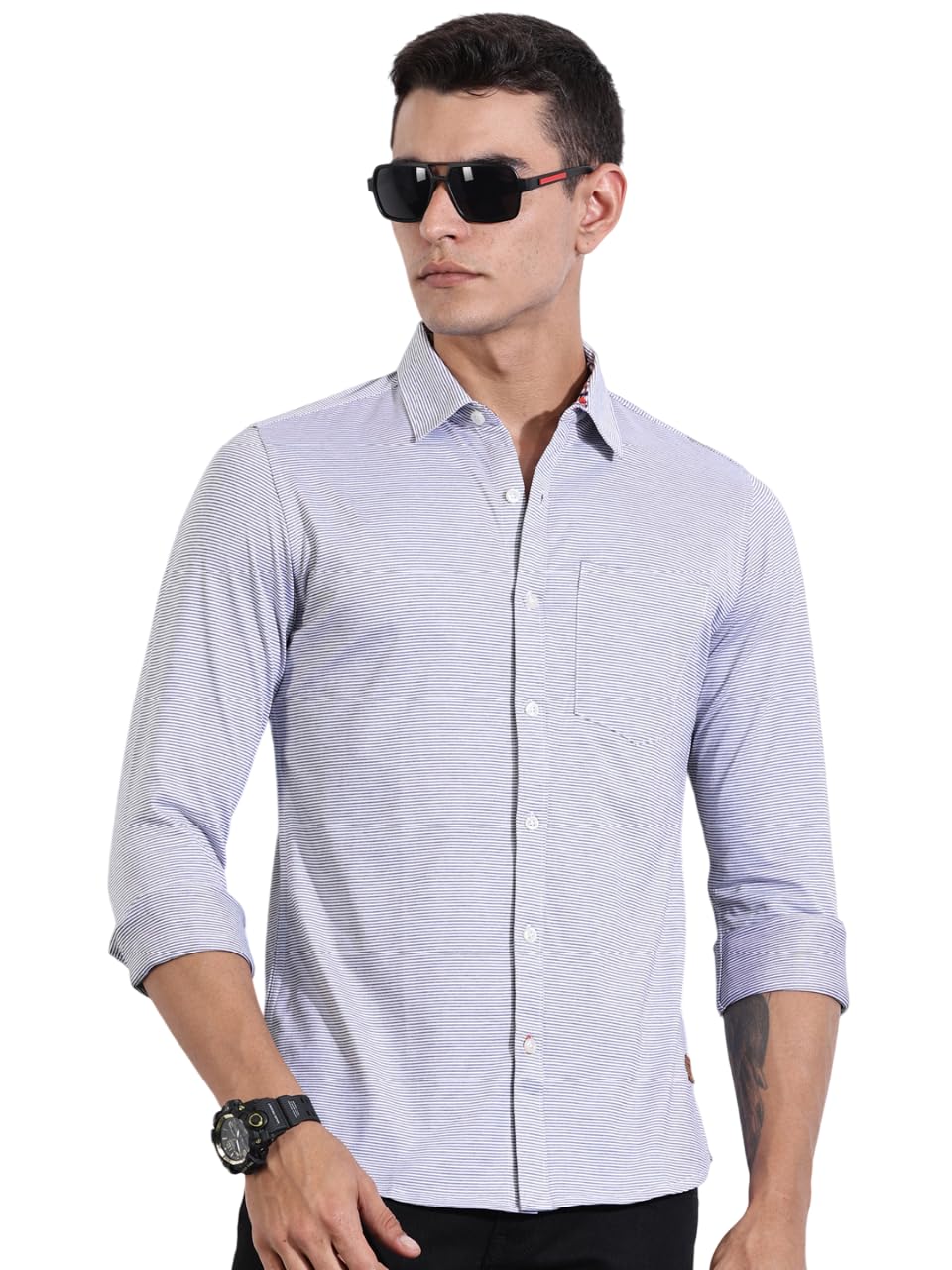thomas scott Men's | Solid | Full Sleeve | Slim Fit | Cotton Elastane | Single Pocket | Spread Collar | Casual Shirt-picture-15