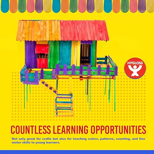 Miniatura 3 de Hygloss Products Palitos de artesanía de colores  Palitos de paletas de madera vibrantes, cucharas - 3.75 pulgadas, 100 colores mezclados