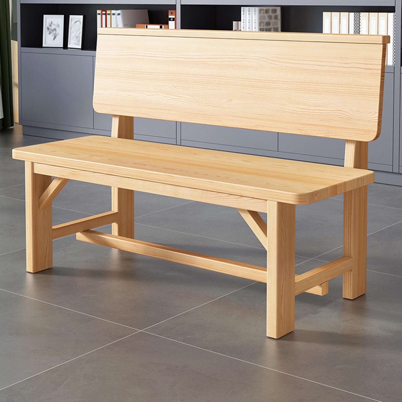 Banco de Interior y Exterior, Banco de Madera para Patio y Jardín con Respaldo para Porche, Parque y Patio Trasero.(Yellow,100 * 50 * 80cm/39 * 20 * 32in)