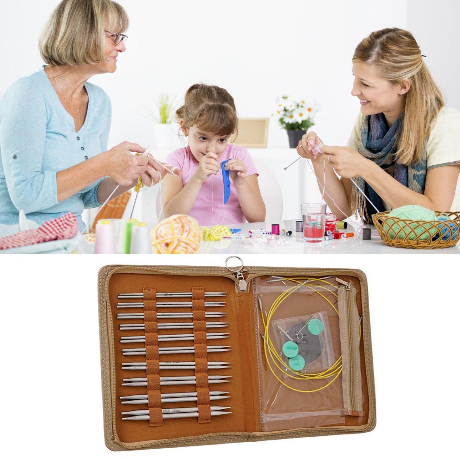 10 Paar austauschbare Rundstricknadeln 2, 8 mm-6, 0 mm Edelstahl Stricknadel Set für Ergonomie