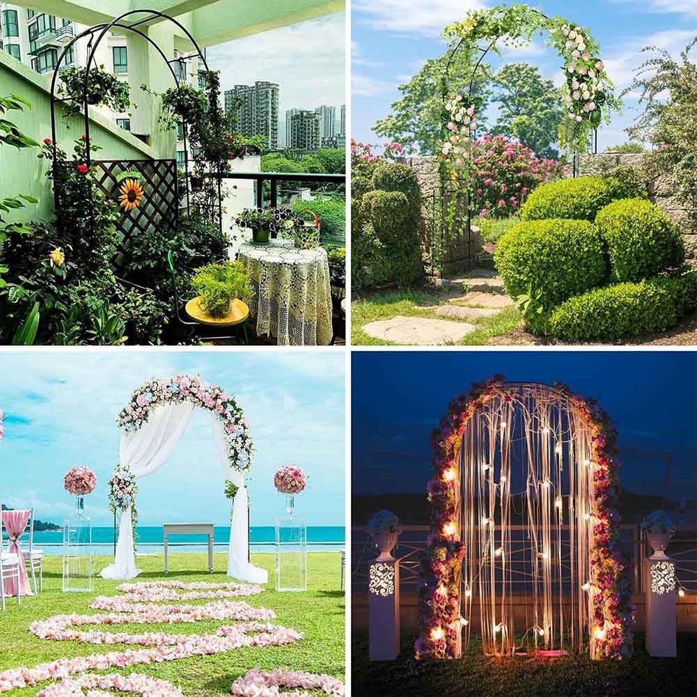 Metalowy łuk altanowy do roślin pnących, odporny na warunki atmosferyczne, stalowa rama, pergola, wolnostojący łuk, 1,2 m, 1,4 m, 1,8 m, 2,4 m, 3 m, czarny, zewnętrzny łuk ogrodowy, 3,5 m szerokości