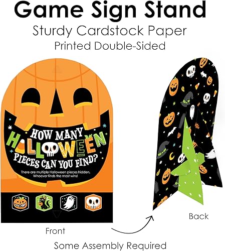 Miniatura 6 de Big Dot of Happiness Jack-O'-Lantern Halloween - Caza del tesoro para fiestas de Halloween para niños, 1 soporte y 48 piezas de juego, juego de