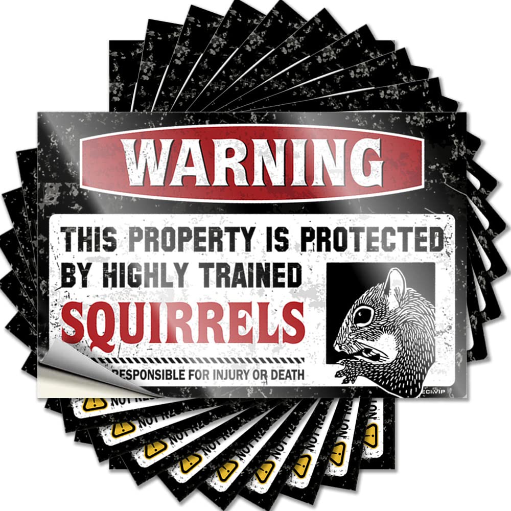 Camper Accessories for Outside Inside Sticker - Warning This Property is Protected By A Highly Trained Squirrel Hard Waterproof Vinyl Sticker(6X9CM)