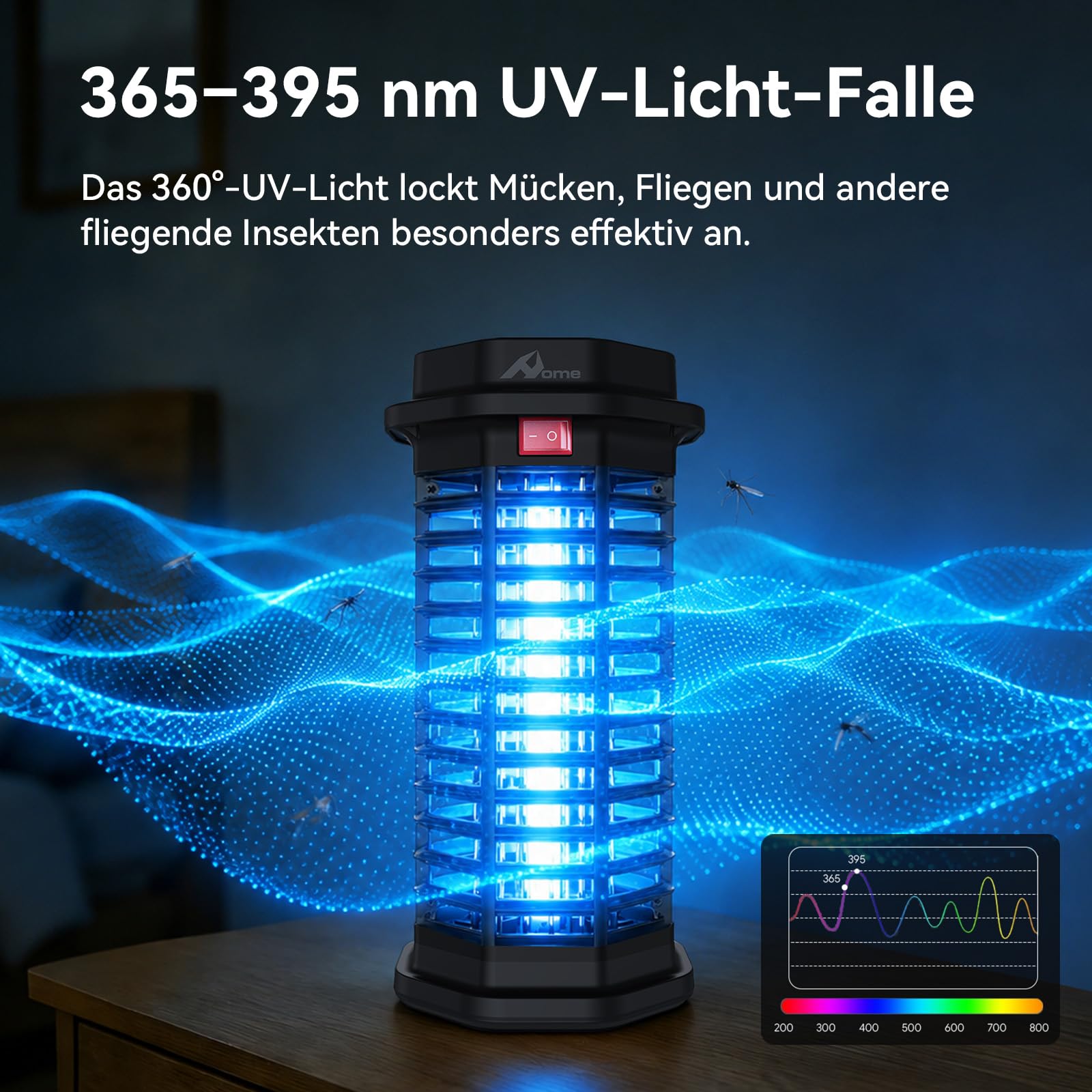 4200V Insektenvernichter elektrisch, UV-Falle gegen Mücken und Fliegen | 15W Mückenlampe, 7-mm-Sicherheitsgitter, IPX4 wasserdicht, chemiefrei, ideal für Garten, Balkon & Schlafzimmer