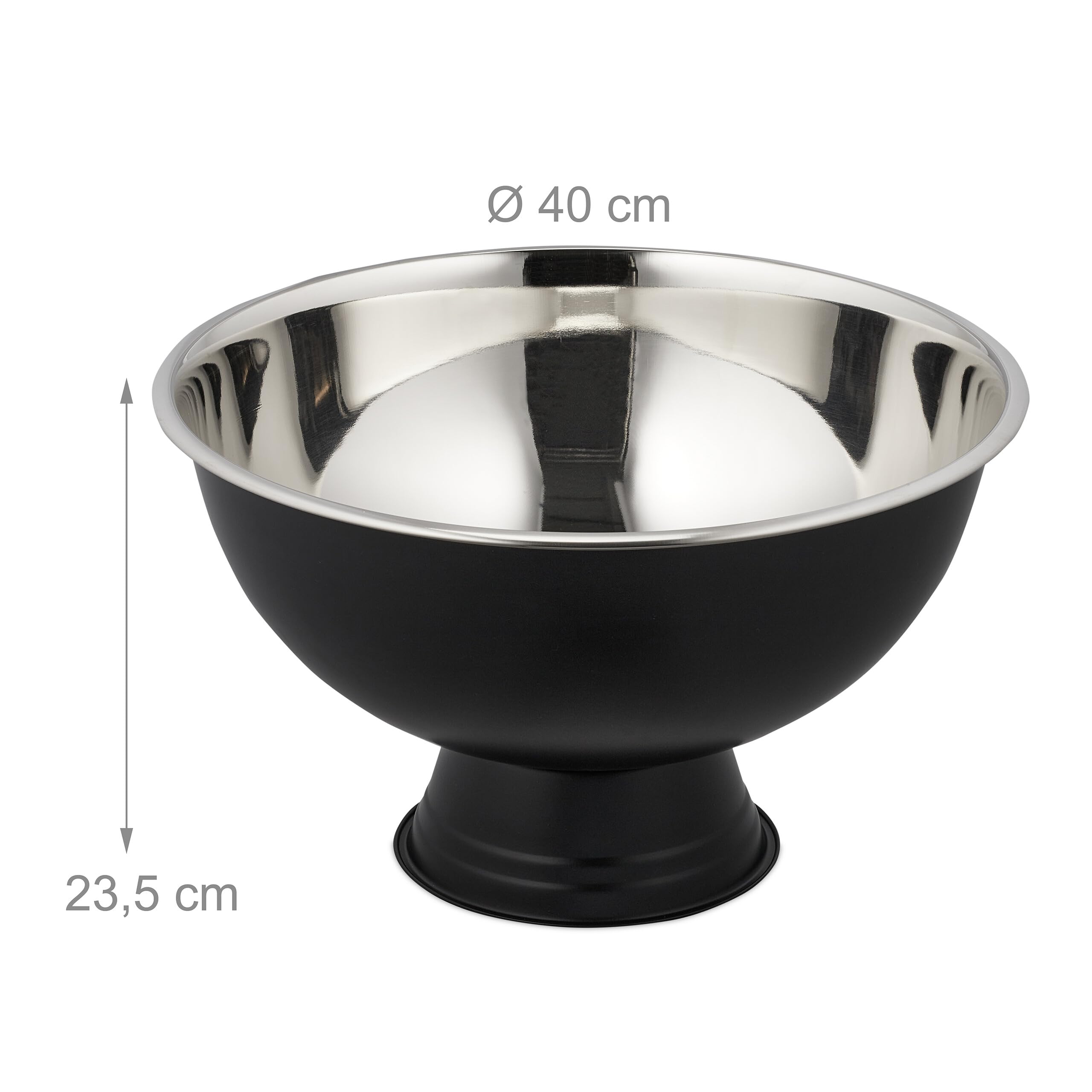 Relaxdays Champanera XXL, Enfriador Champán Acero Inoxidable, Cubo para Botellas Vino Espumoso, 23,5 x 40 cm, Negro