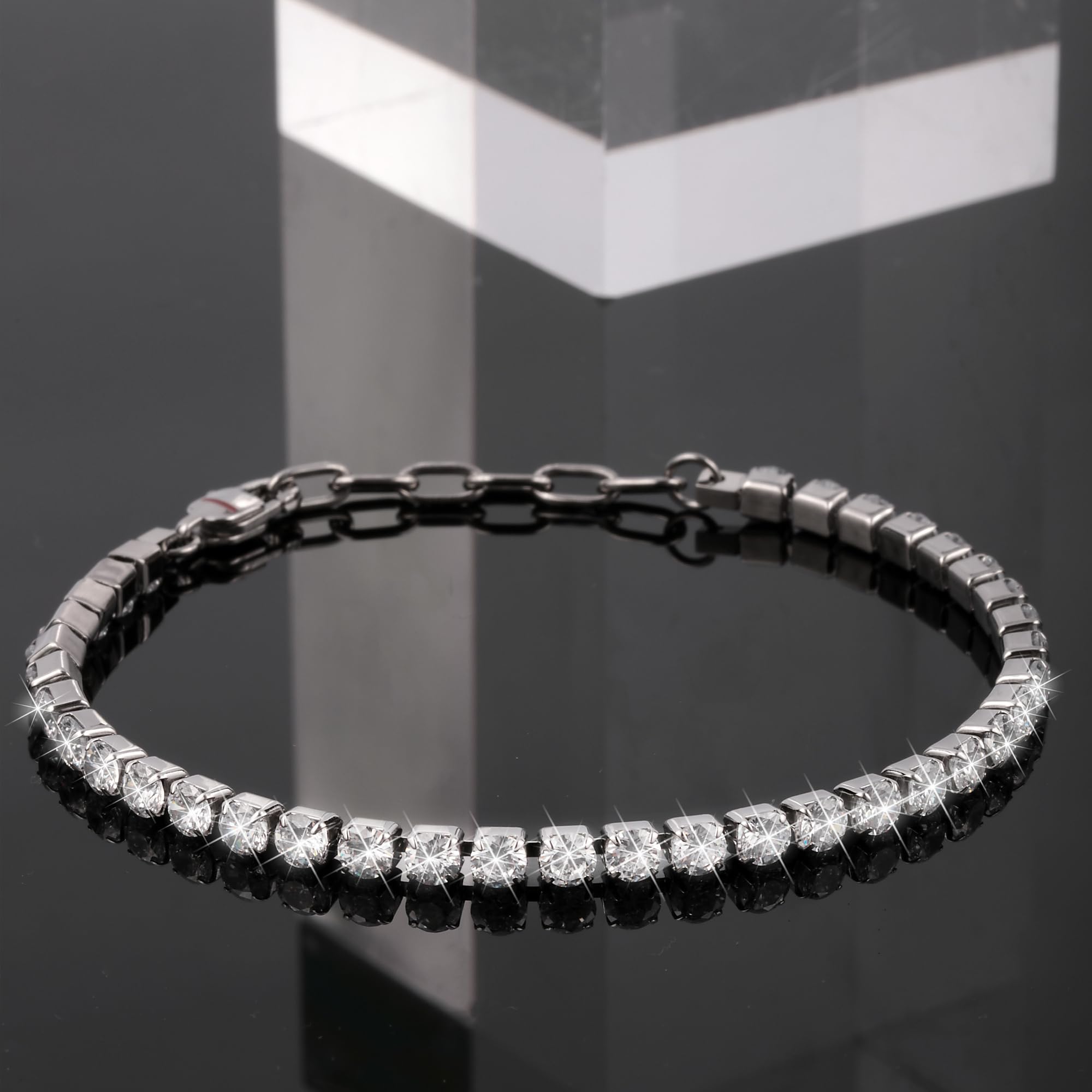 SECTOR Bracciale Polseira, Tennis, AÇO Prate. E Cristal Prate,22 CM SANN46 Marca