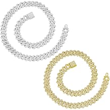 2pc Fake Diamond Chain for Men, Gold and Silver Necklace Set, 40 cm Length, Durable Metal Construction, Stylish and Elegant Accessory for Casual and Formal Occasions