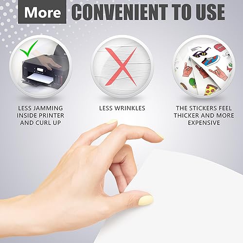 Miniatura 2 de Papel adhesivo de vinilo imprimible para impresora de inyección de tinta, papel de impresora de vinilo blanco mate, 20 hojas autoadhesivas, tamaño