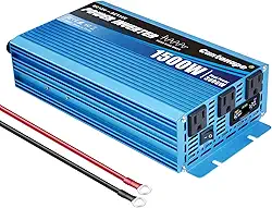 Cantonape 1500W Inversor de Onda Senoidal Pura 12V a 110V 3000W Conversor de Potência de Pico DC para AC com Display LCD, Saídas AC Duplas para Carro Barco Caminhão RV Energia Solar