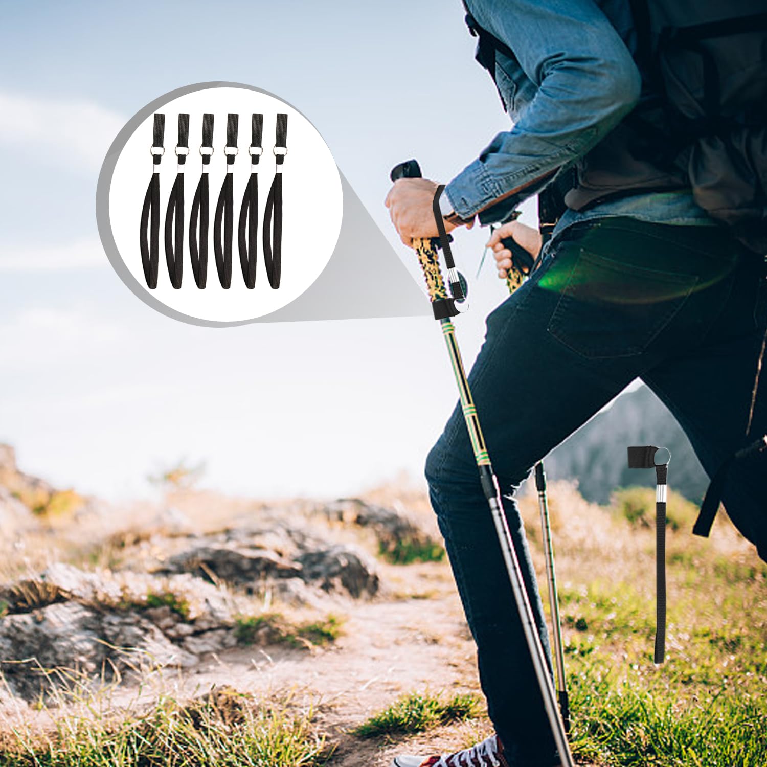SLEEKEE 6 cuerdas de mano para muletas, muñequeras de nailon, bastones de senderismo, accesorios para muletas, cuerdas de mano universales, correas de fijación