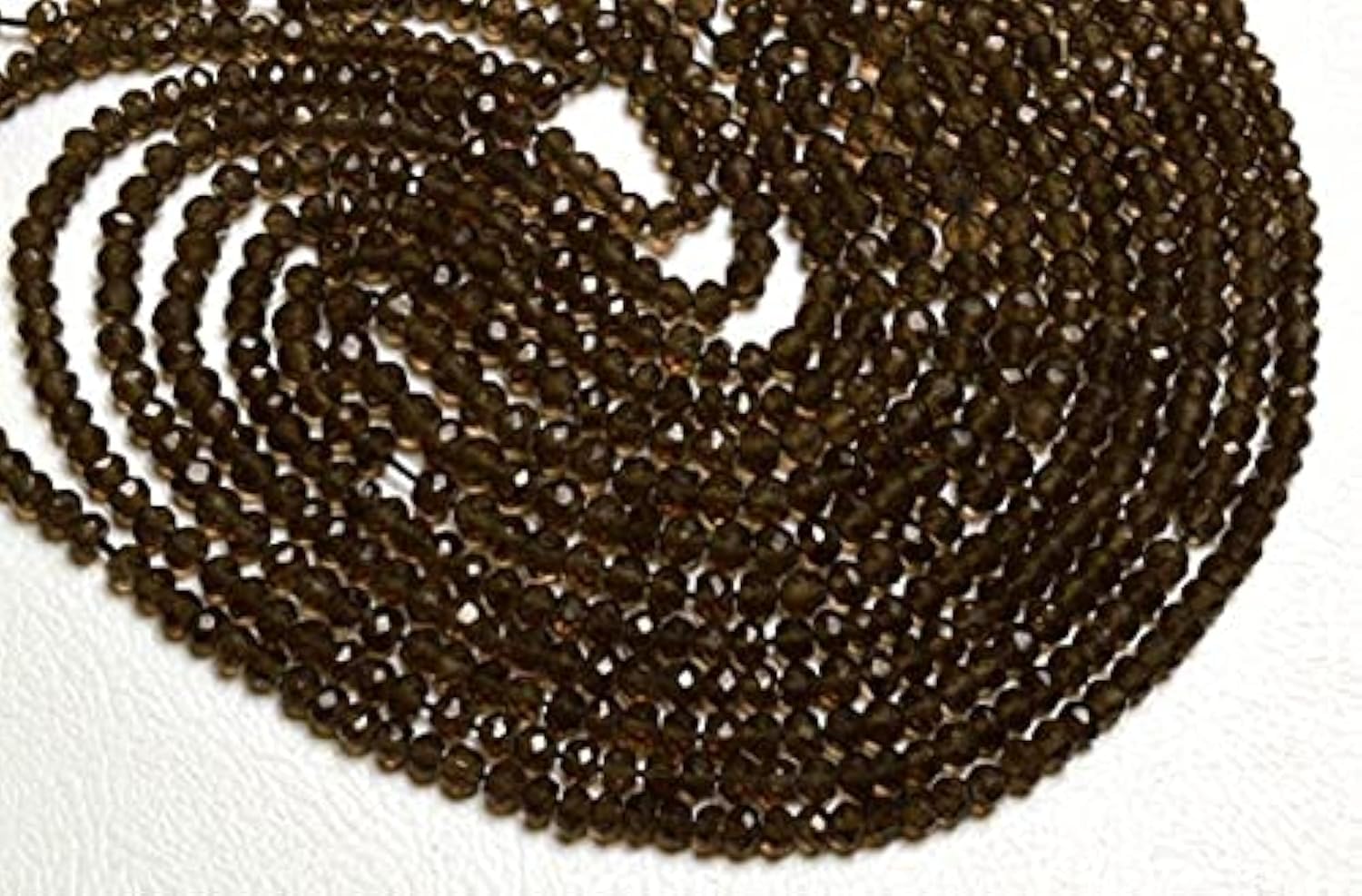 Quartz fumé facetté en perles rondelles de 3 mm pour création de bijoux