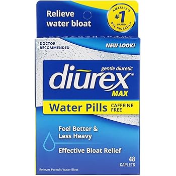 Diurex Max Water Pills - Maximum Strength Caffeine Free Diuretic - Relieve Water Bloat - 48 Count