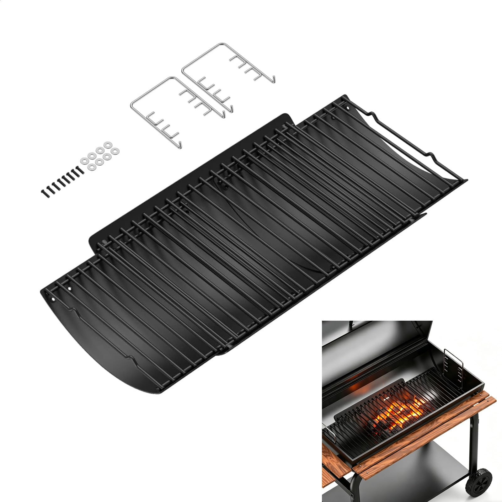 Regulowana popielniczka do grilla na węgiel drzewny Chargriller 1224 1324 2121 2222 2123, Oklahoma Joe Charcoal Grill Royal Gourmet Charcoal Grill, popielniczka na węgiel drzewny z 2 szt. części