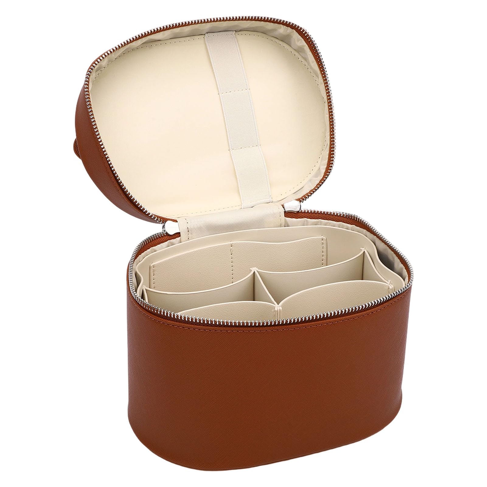 Focket Borsa Toilette Viaggio, Organizer per Trucco in Pelle PU (Marrone
