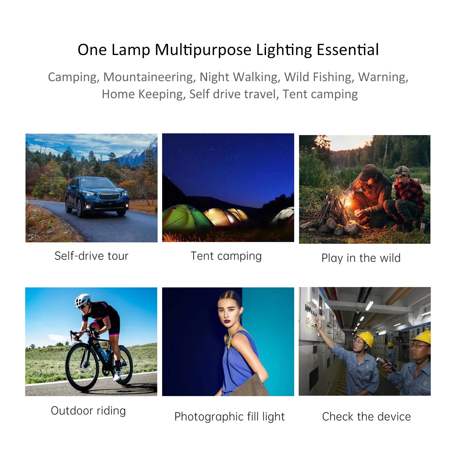 Magnetische Campingleuchte, 6 Modi, Wiederaufladbare LED-Taschenlampe mit IP68-Wasserdichtigkeit und Notfall-Fensterbrecher, für Outdoor-Camping, Wandern, Laufen, Notfall (T-30)