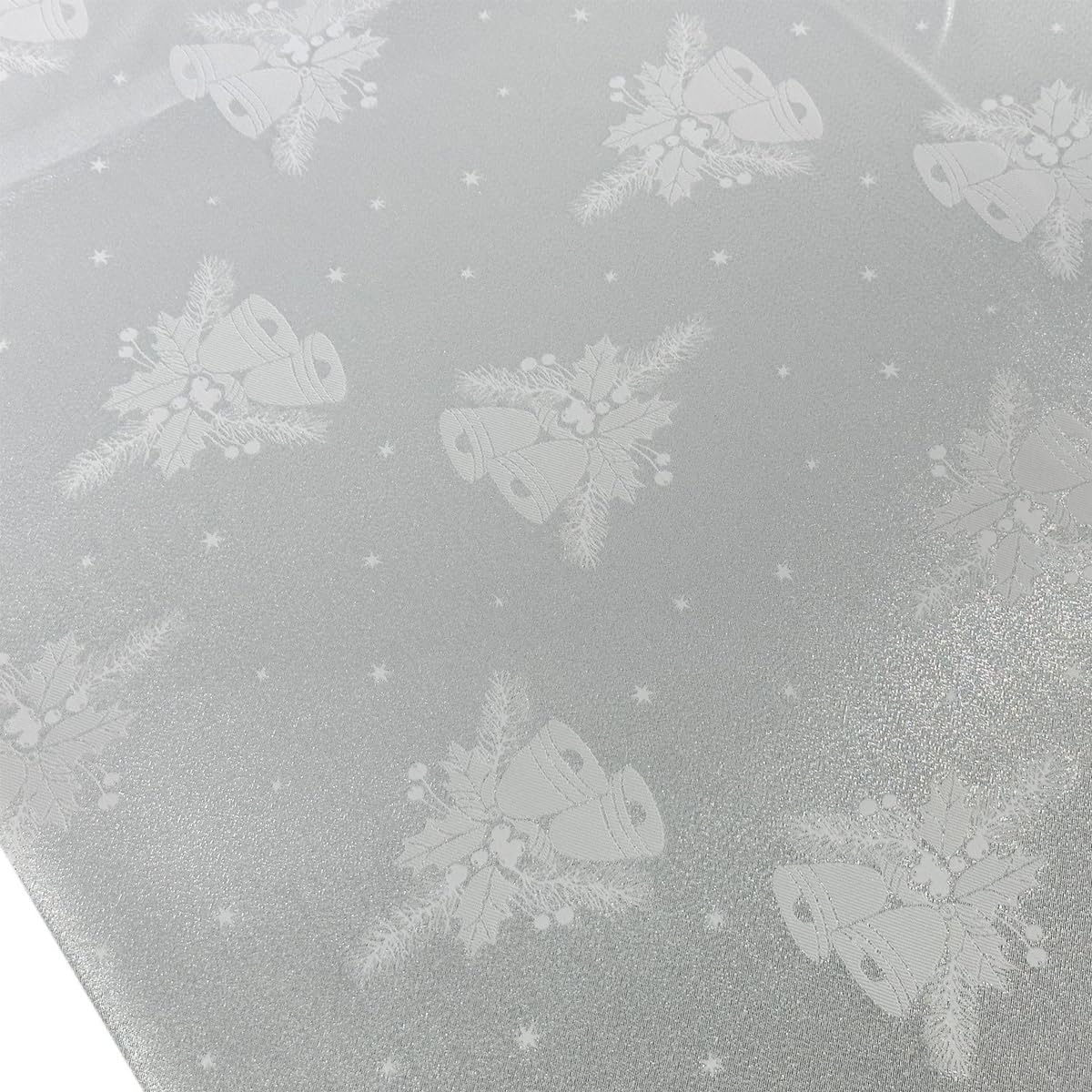 Tovaglia natalizia oro bianco campane natalizie - double face e antimacchia - (Z-3604) 160 x 240 cm