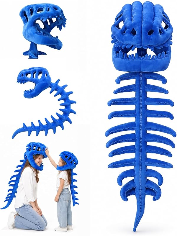 Sachie Dinosaur Skeleton Costume for Kids, Dino Toys for Kids 5-7,Cozy Plush with Skull & Spine,Cosplay Props for Halloween