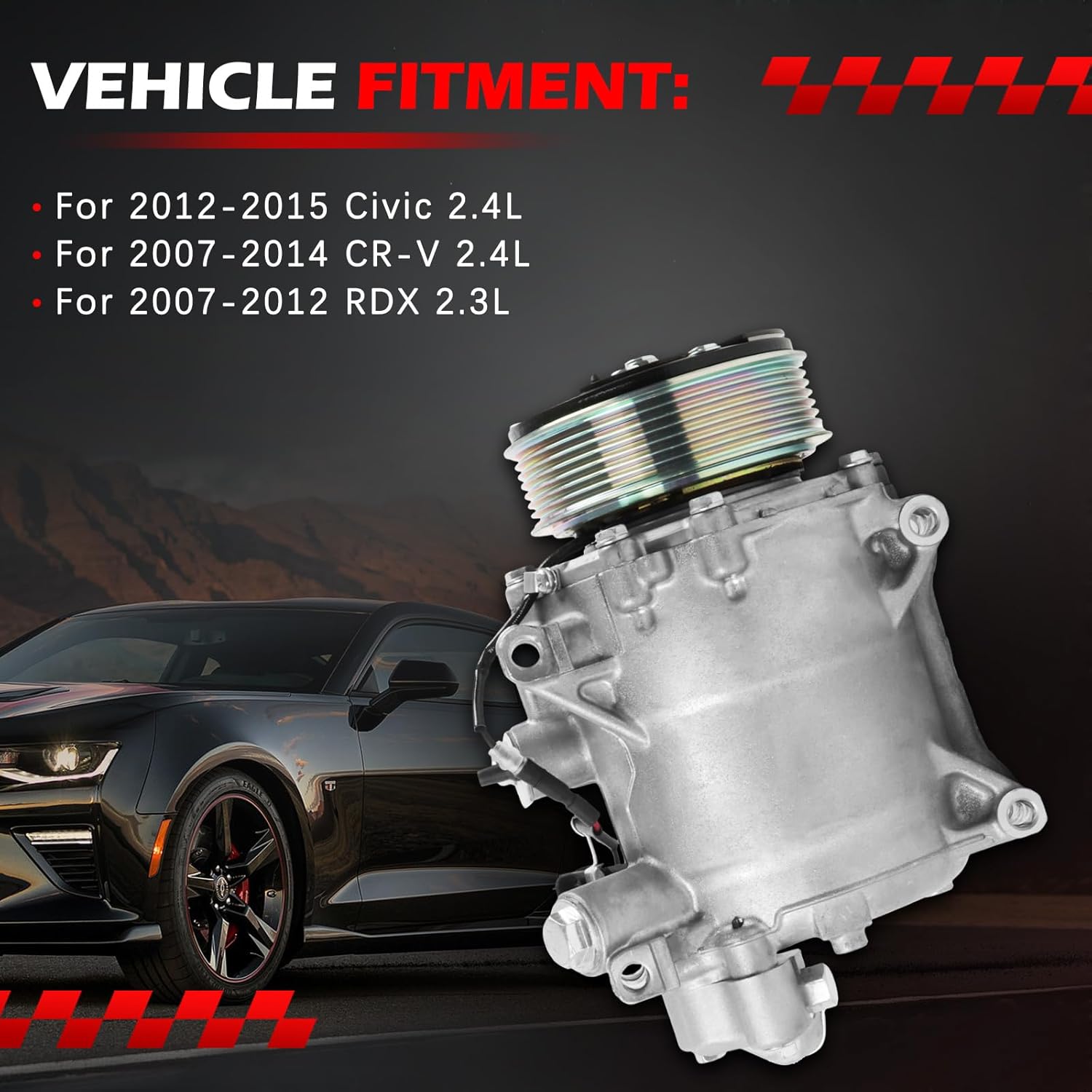 AC Compressor Compatible with 2007-2011 CRV/CR-V RDX A/C with Clutch Replacement for 38810RWCA03 38810RX0A01 0610239 2004920AM