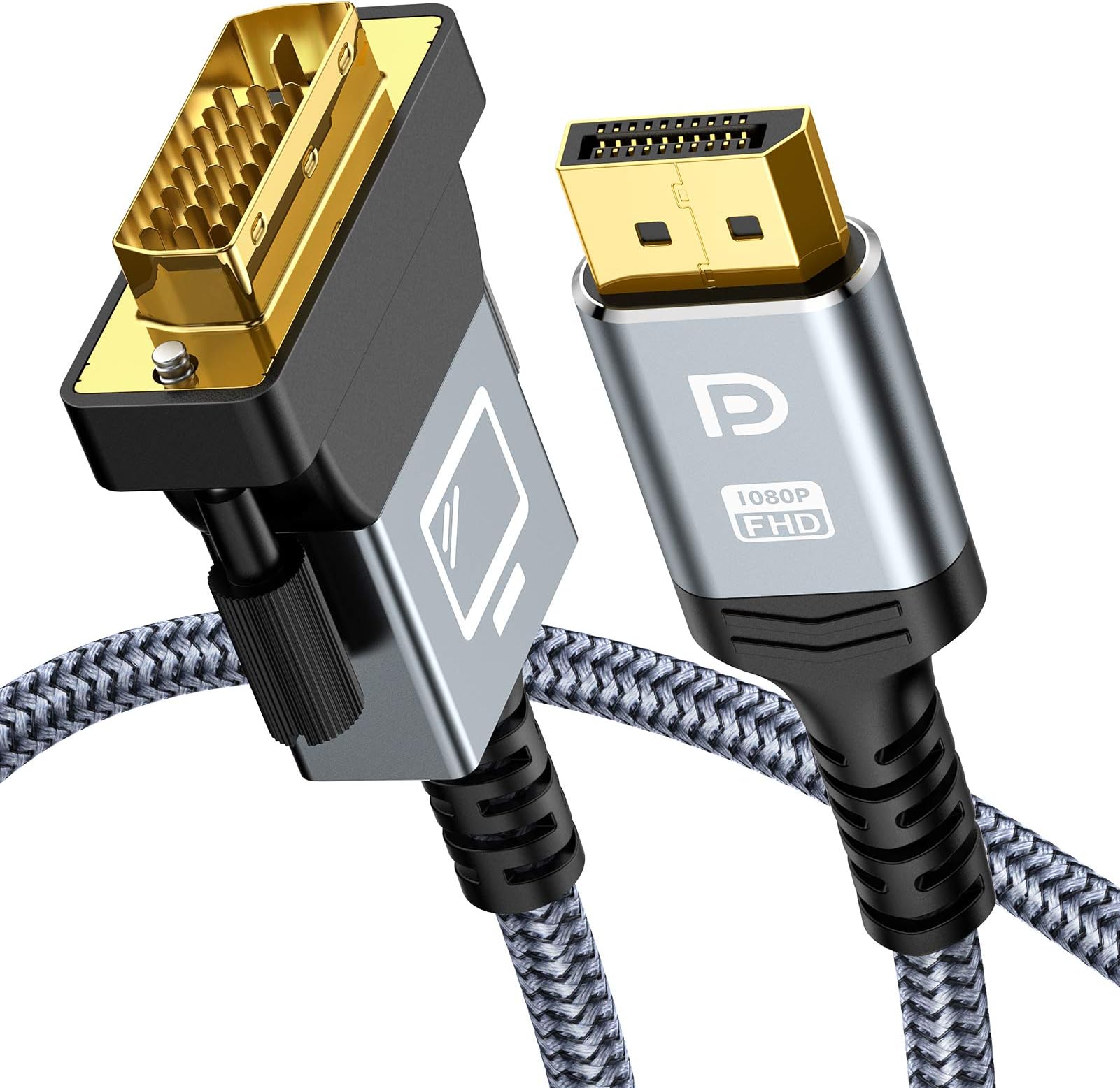 DisplayPort to DVI Cable 6ft, Capshi DVI to DisplayPort Adapter Male to Male,Gold-Plated DVI to DP Cable -Nylon Braided DVI Cables Compatible with Lenovo, Dell, HP, Monitor, and Other Brand