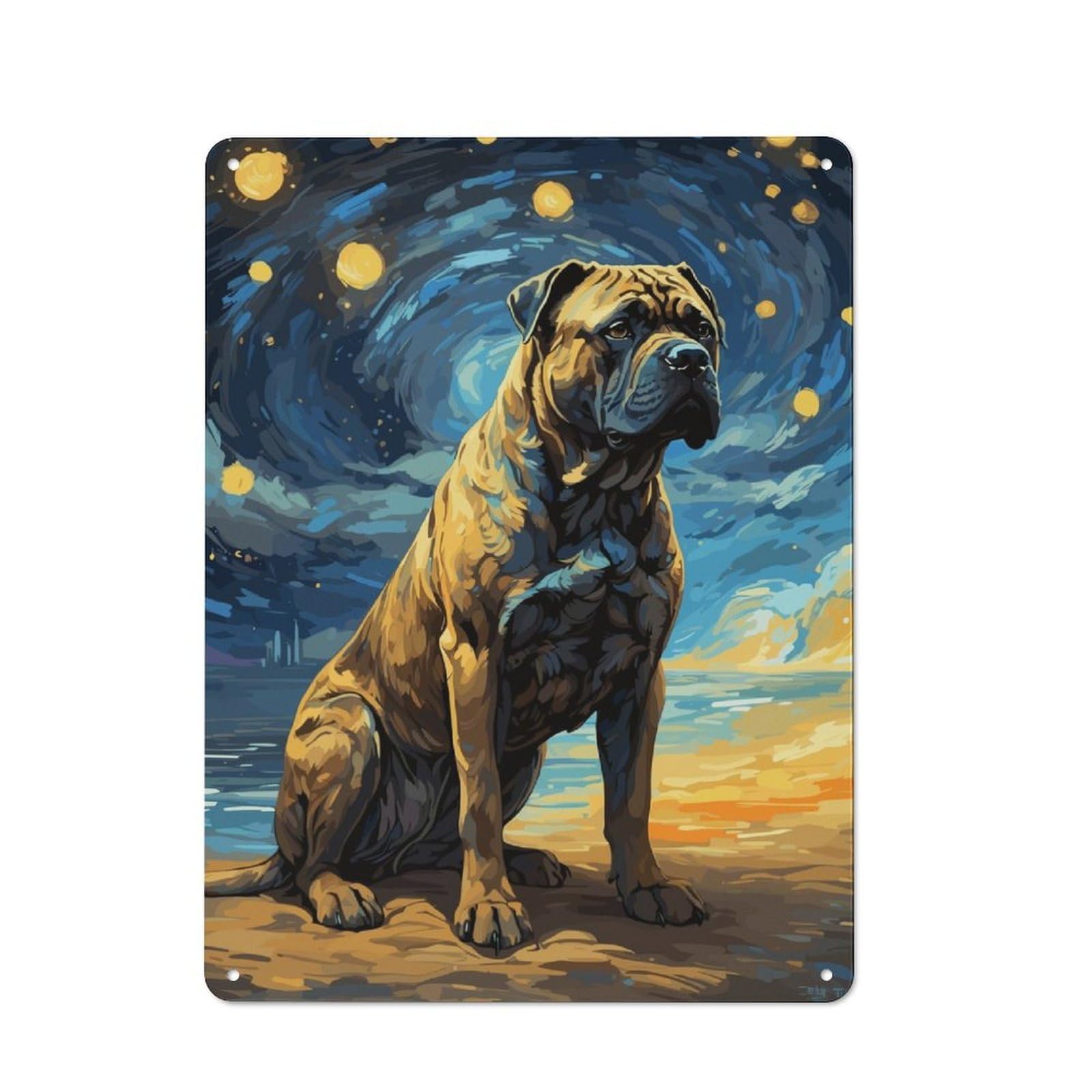 Junmoney Cane Corso Italian Masstif Retro Metal Plaque 40X30cm For Lounge Or Reading Corner, Winter Wall Decor For Reading Corner Decorators