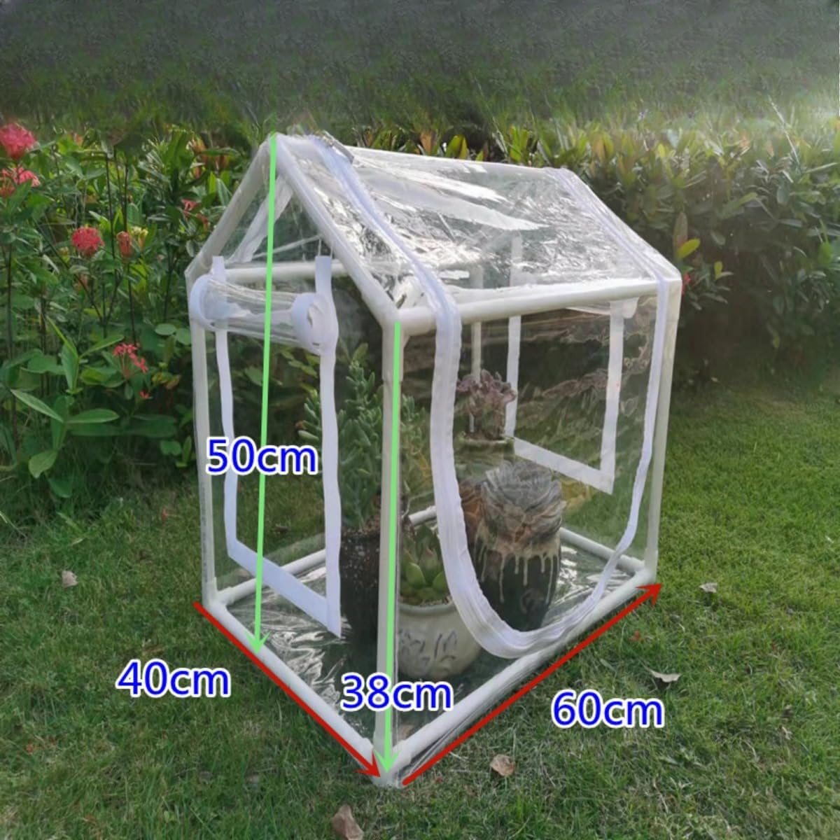 Tufduzo ビニール温室 ビニールハウス、温室、小型 家庭用 折りたたみ式 PVCガーデン温室 防水 チャック開閉 工具不要 園