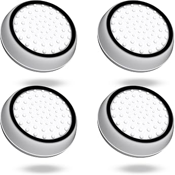 MatoSan 4 x Thumbstick Caps Compatible with PS5 PS4 Controller - Silicone Joystick Protective Caps Grip Caps - Ergonomic Thumb Caps Stick Attachments Gaming Accessories SpaceSan White