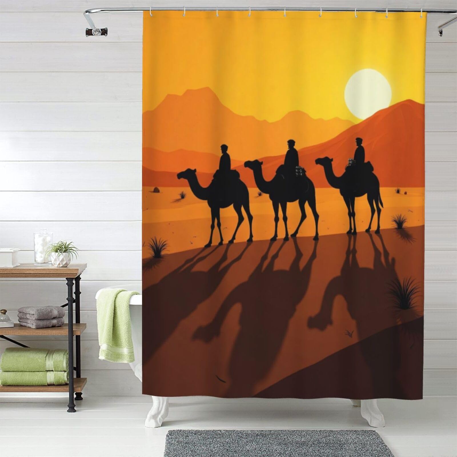 Rideau de douche imperméable lavable imprimé camel 152x183cm